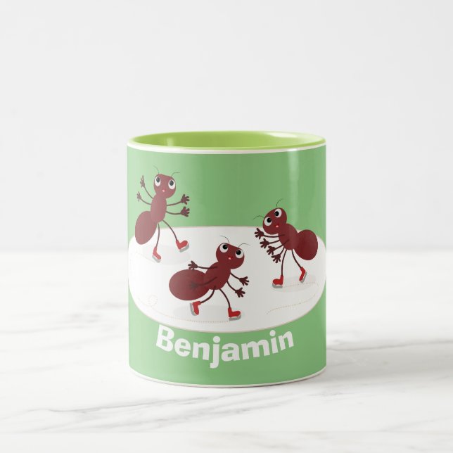 Happy Red Amants Eis Skaten Cartoon Zweifarbige Tasse (Mittel)