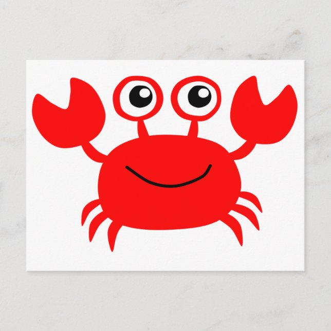 Happy Red Cartoon Crab Postkarte (Vorderseite)