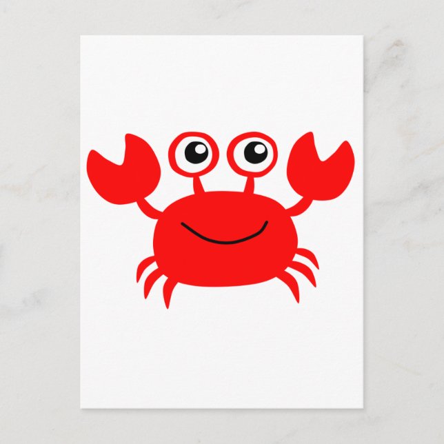 Happy Red Cartoon Crab Postkarte (Vorderseite)