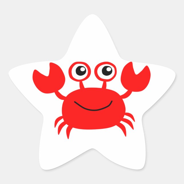 Happy Red Cartoon Crab Stern-Aufkleber (Vorderseite)