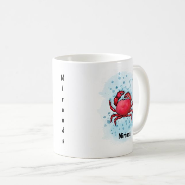 Happy Red Crab Aquarell Kaffeetasse (VorderseiteRechts)