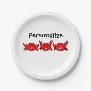 Happy Red Crabs Beach Party Pappteller