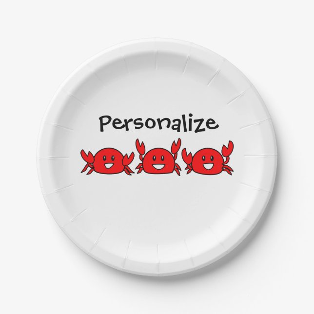 Happy Red Crabs Beach Party Pappteller (Vorderseite)