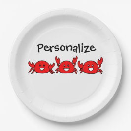 Happy Red Crabs Beach Party Pappteller