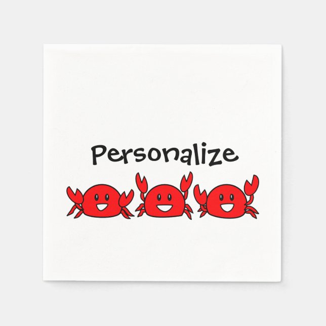 Happy Red Crabs Serviette (Vorderseite)