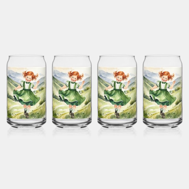 Happy Red headed girl Drinkware Set Dosenglas (Vorderseite)