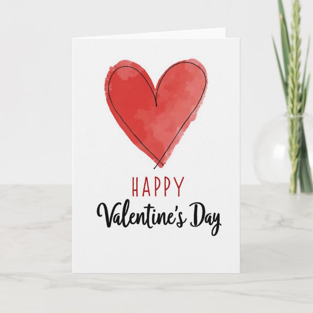 Happy Red Heart Valentines Day Card Karte (Vorderseite)