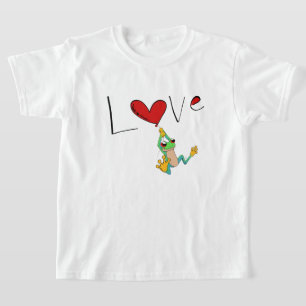Happy Red-Mit Augen Tree Frog and Heart T-Shirt