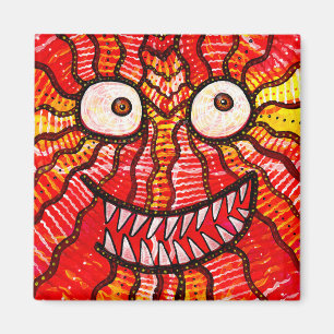 Happy Red Monster Lächeln Magnet