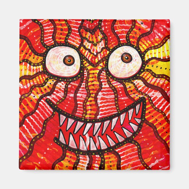 Happy Red Monster Smile Magnet (Vorne)