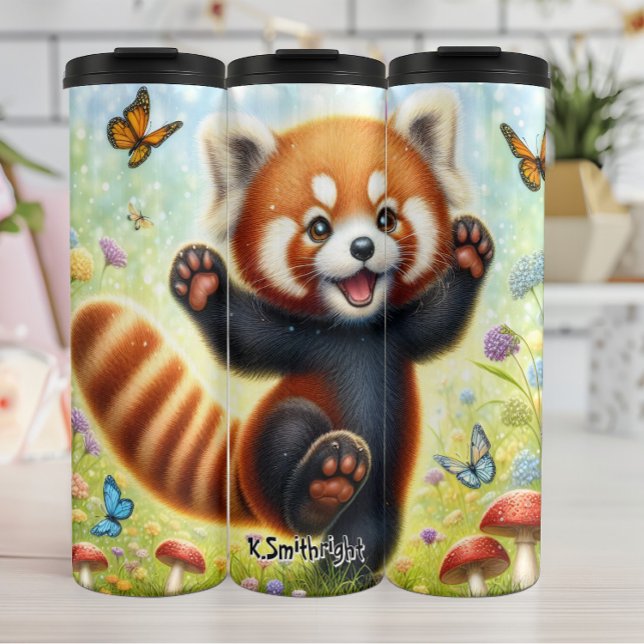 Happy Red Panda Dancing Thermosbecher (Von Creator hochgeladen)