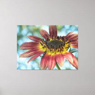 Happy Red Sunflower Wrapped Canvas Print Leinwanddruck