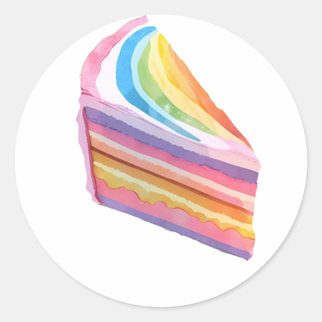 Happy Regenbogenkuchen Runder Aufkleber (Vorderseite)