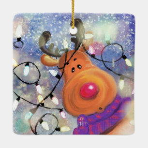 Happy Reindeer - Frohe Weihnachten Keramikornament