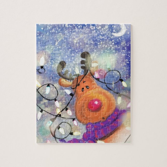 Happy Reindeer - Frohe Weihnachten - Puzzle (Vertikal)