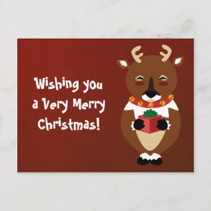 Happy Reindeer Postcard Feiertagspostkarte