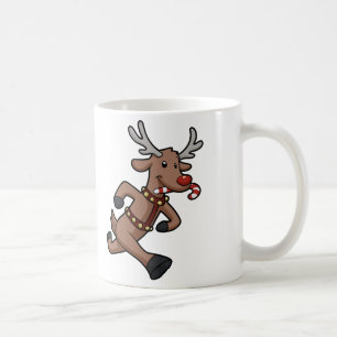Happy Reindeer Runs Cartoon   Farbe wählen Kaffeetasse