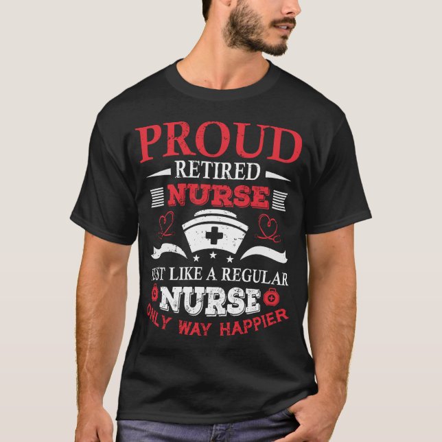 Happy Remüde Nurse Funny Retro Typografy Zitat T-Shirt (Vorderseite)