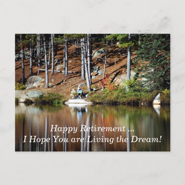 Happy Rente Friedlicher Mann am See Postkarte (Vorderseite)