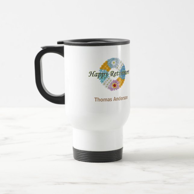Happy-Rente-Geschenk Zwei-Tone-Kaffee-Tasse Reisebecher (Links)