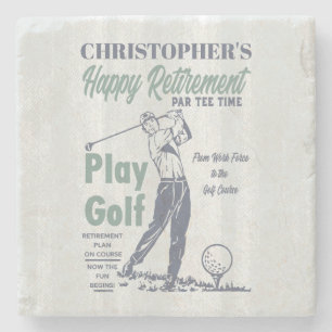 Happy Rente Golfer Thema Retro Golf Steinuntersetzer