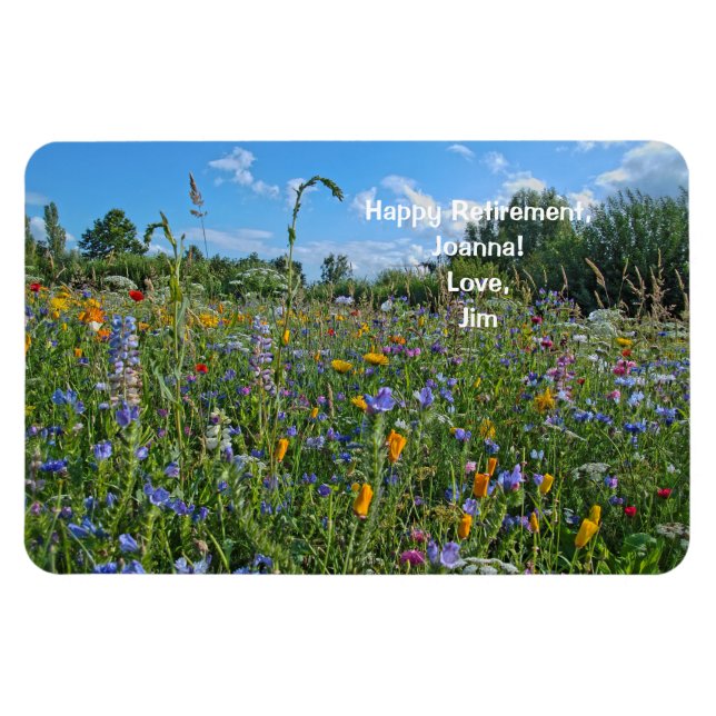Happy Rente Liebe Personalisierte Wildblumen Magnet (Horizontal)