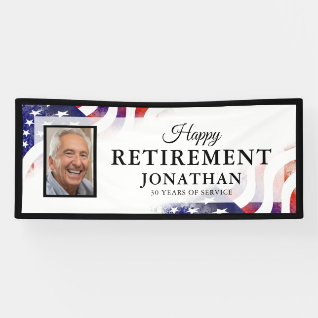 Happy Retirement American Flag Foto Banner (Horizontal)