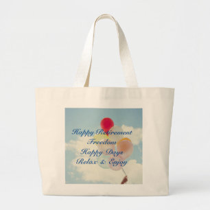 Happy Retirement Balloons Large Tote Bag Jumbo Stoffbeutel
