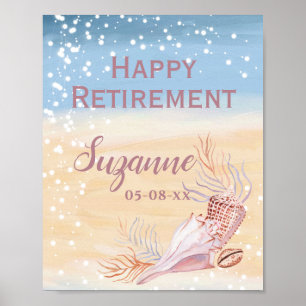 Happy Retirement Beach Coastal Muschel Poster