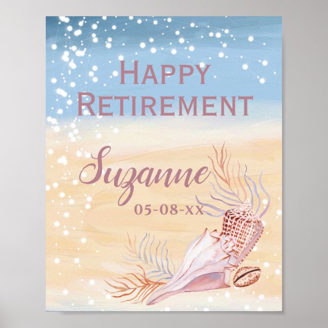 Happy Retirement Beach Coastal Muschel Poster (Vorne)
