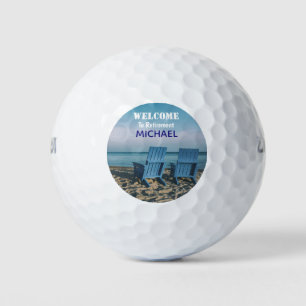 Happy Retirement Beach Individuelle Name Golfball