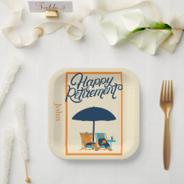Happy Retirement Beach Monogram Name Pappteller