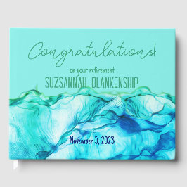 Happy Retirement Blue Green Watercolor Custom Gästebuch