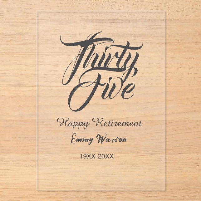 Happy retirement bold letter name year elegant sim acryleinladungen (Vorderseite)