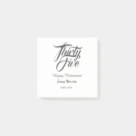 Happy retirement bold letter name year elegant sim post-it klebezettel