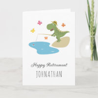 Happy Retirement Cartoon Dinosaur Angelkarte