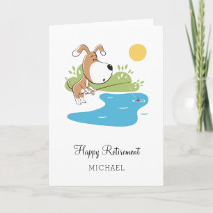 Happy Retirement Cartoon Niedlich Hunde Welpenfisc Karte