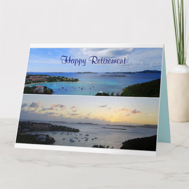 Happy Retirement, Cruz Bay Collage, St. John Karte (Vorderseite)