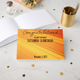 Happy Retirement Diagonal Gold Streaks Custom Gästebuch