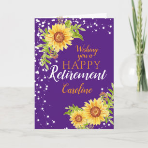 Happy Retirement Floral Sunflower Lila Card Karte