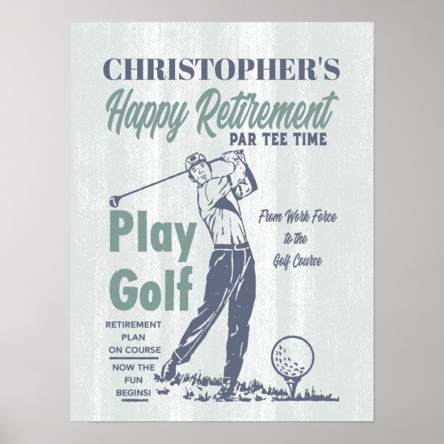 Happy Retirement Funny Retro Golf Party Poster (Vorne)