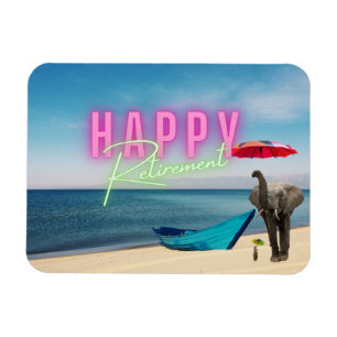 Happy Retirement Funny Surreal Beach Scene Magnet
