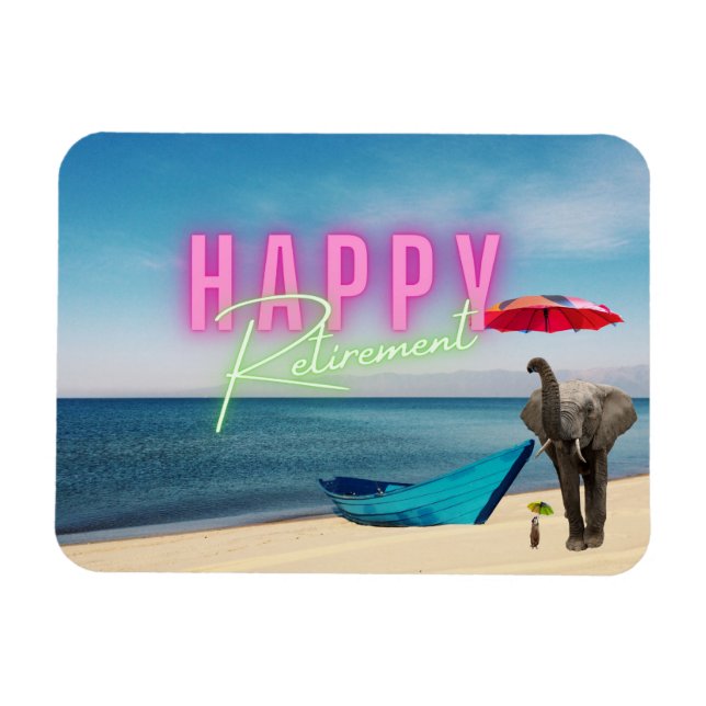 Happy Retirement Funny Surreal Beach Scene Magnet (Horizontal)