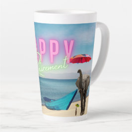 Happy Retirement Funny Surreal Beach Scene Milchtasse