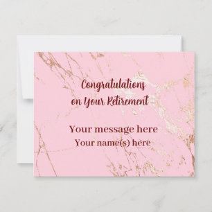 Happy Retirement Glückwunschs Marble Blush Pink Mitteilungskarte