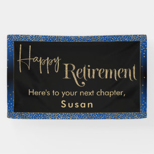 Happy Retirement Gold Confetti, Bright Blue Banner
