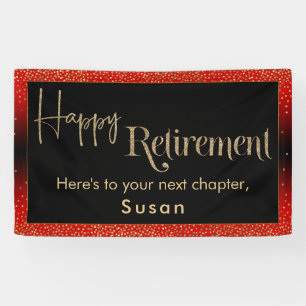 Happy Retirement Gold Confetti, hell rot Banner