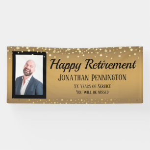 Happy Retirement Gold mit Confetti One Foto Banner