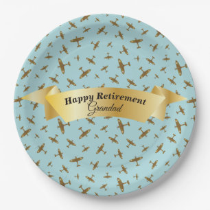 Happy Retirement Grand Military Flugzeug Print Pappteller