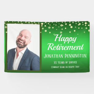 Happy Retirement Green mit Confetti One Foto Banner